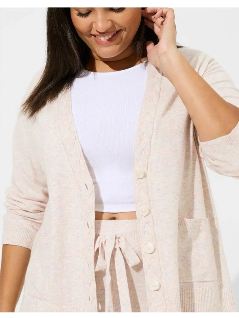 Torrid Cable Knit Matching Loungewear Set Cardigan Wide Leg Pants Plus Size 1X